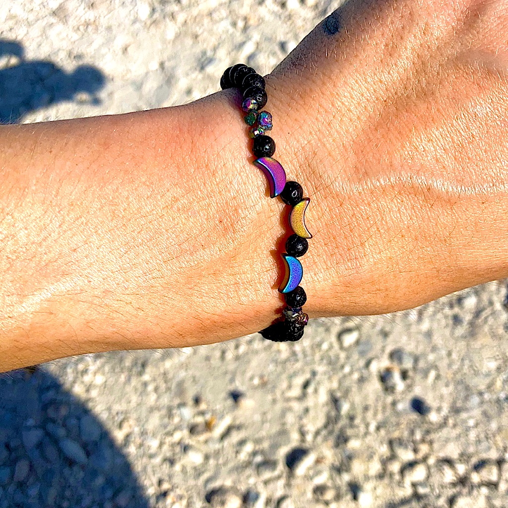 Stackable Hematite Moon Bracelet